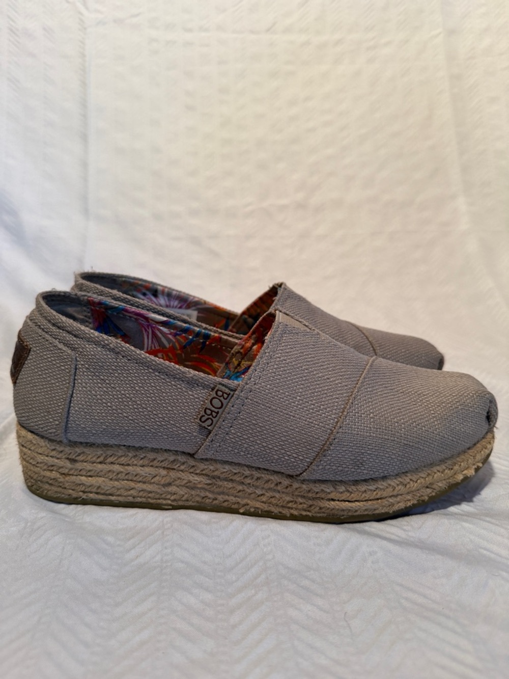 Bobs from Skechers Taupe Canvas Slip-On Espadrilles - Casual Everyday Shoes. - Picture 7 of 9